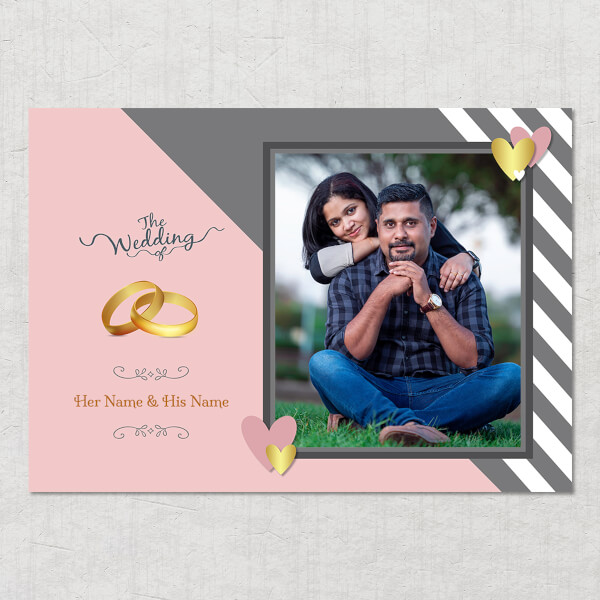 Custom Golden Rings and Golden Hearts Design: Landscape Acrylic Photo Frame with Image Printing – PrintShoppy Photo Frames