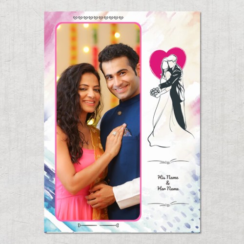 Water Colours Background with Wedding Couple Design: Portrait Acrylic Photo Frame with Image Printing – PrintShoppy Photo Frames