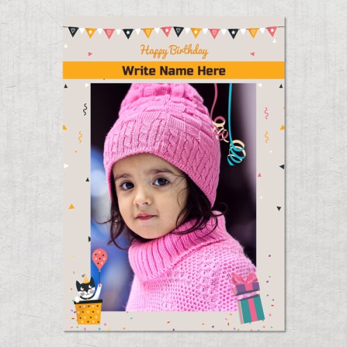 Birthday Wishes with Pennants and Confetti Design: Portrait Acrylic Photo Frame with Image Printing – PrintShoppy Photo Frames