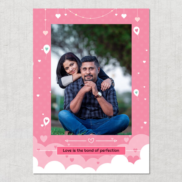 Custom Love is the Bond Quotation with Hanging Hearts Design: Portrait Acrylic Photo Frame with Image Printing – PrintShoppy Photo Frames