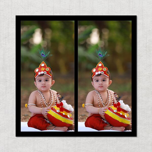 Custom 2 Pics Upload with Border Design: Square Acrylic Photo Frame with Image Printing – PrintShoppy Photo Frames