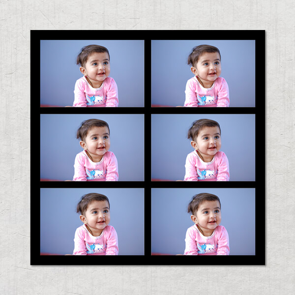 Custom 6 Pics Upload with Border Design: Square Acrylic Photo Frame with Image Printing – PrintShoppy Photo Frames