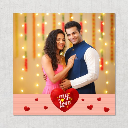 Red Hearts with Love Design: Square Acrylic Photo Frame with Image Printing – PrintShoppy Photo Frames