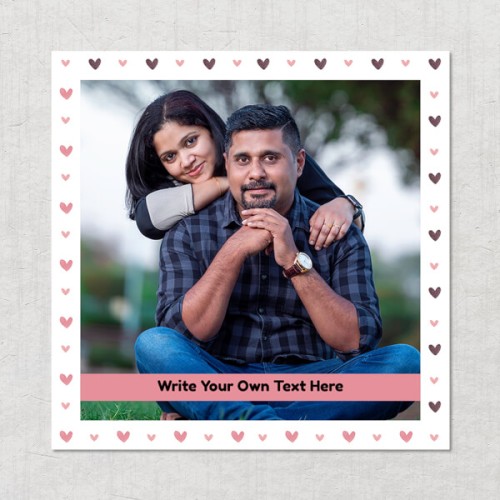 White Love Pattern with Photo and Text: Square Acrylic Photo Frame with Image Printing – PrintShoppy Photo Frames