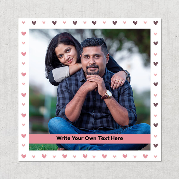 Custom White Love Pattern with Photo and Text: Square Acrylic Photo Frame with Image Printing – PrintShoppy Photo Frames