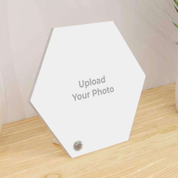 Custom Full Pic Upload Design: Hexagon Acrylic Photo Stand with Image Printing – PrintShoppy Acrylic Photo Stand