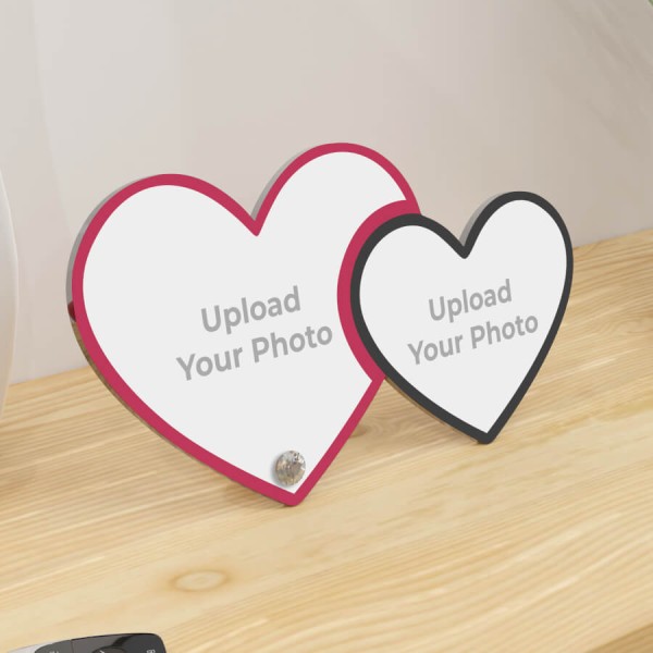 Custom Custom Acrylic Photo Stands With Couple Hearts Design
