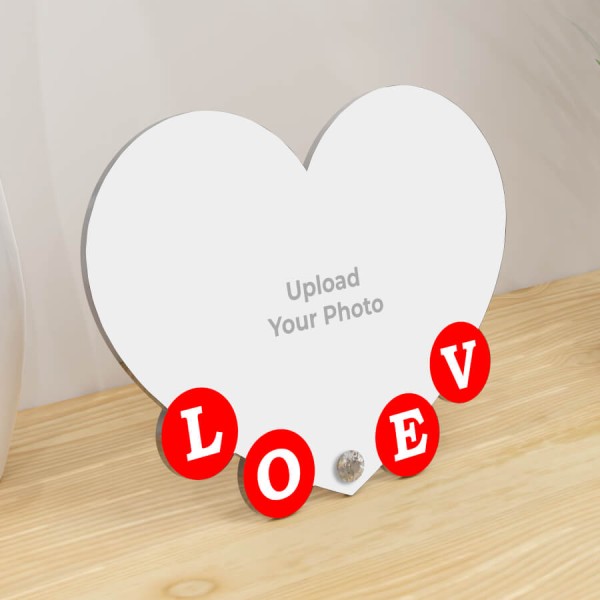 Custom Loving Heart Custom Image Acrylic Photo Stand Design