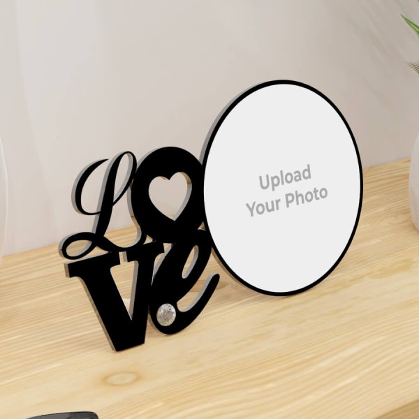Custom Custom Image Round Shaped Love Design On Acrylic Photo Stand