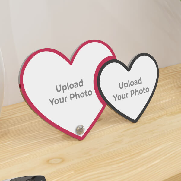 Custom Custom Acrylic Photo Stands With Couple Hearts Design