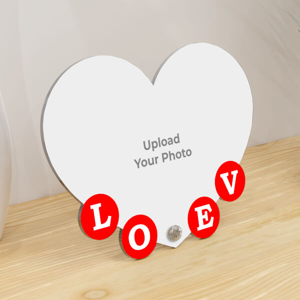 Custom Loving Heart Custom Image Acrylic Photo Stand Design