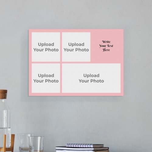 Baby Pink 4 Pics with Text Design: Landscape Aluminium Photo Frame with Image Printing – PrintShoppy Photo Frames