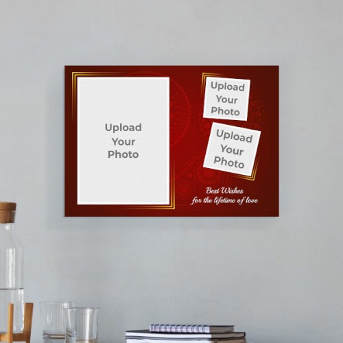 Maroon Background with Golden Frame Design: Landscape Aluminium Photo Frame with Image Printing – PrintShoppy Photo Frames