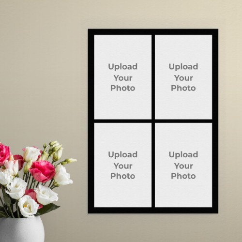 4 Pics Upload with Border Design: Portrait Aluminium Photo Frame with Image Printing – PrintShoppy Photo Frames