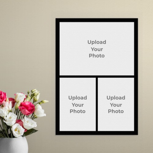 3 Pics Upload with Border Design: Portrait Aluminium Photo Frame with Image Printing – PrintShoppy Photo Frames
