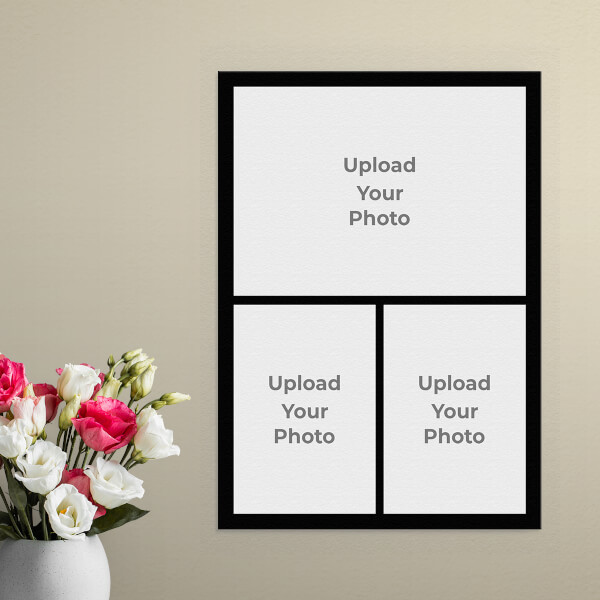 Custom 3 Pics Upload with Border Design: Portrait Aluminium Photo Frame with Image Printing – PrintShoppy Photo Frames
