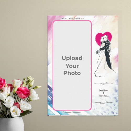 Water Colours Background with Wedding Couple Design: Portrait Aluminium Photo Frame with Image Printing – PrintShoppy Photo Frames