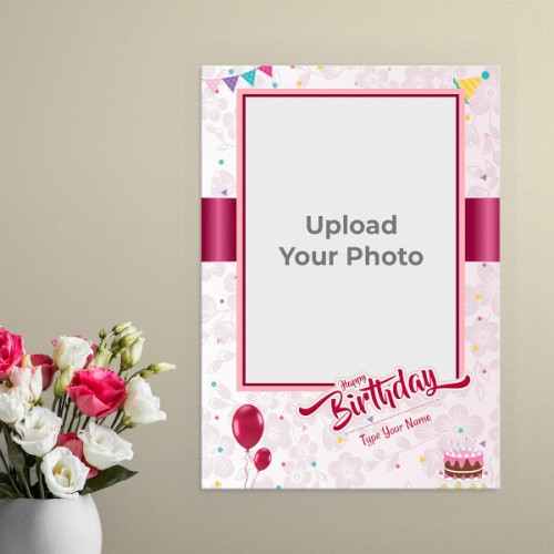 Birthday Wishes with Pink Ribbon Design: Portrait Aluminium Photo Frame with Image Printing – PrintShoppy Photo Frames