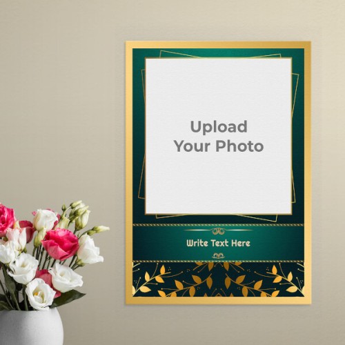 Golden Leaves with Golden Frame Design: Portrait Aluminium Photo Frame with Image Printing – PrintShoppy Photo Frames