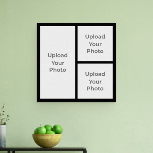 3 Pics Upload with Border Design: Square Aluminium Photo Frame with Image Printing – PrintShoppy Photo Frames