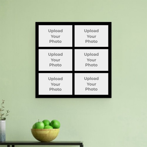 6 Pics Upload with Border Design: Square Aluminium Photo Frame with Image Printing – PrintShoppy Photo Frames