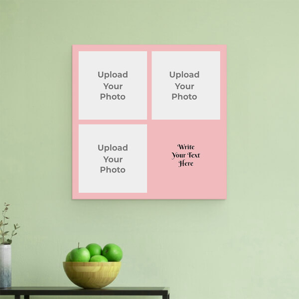 Custom Baby Pink 5 Pics with Text Design: Square Aluminium Photo Frame with Image Printing – PrintShoppy Photo Frames