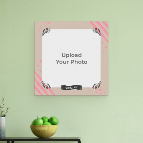 Leaf Corner with Pink Love Hearts Symbols: Square Aluminium Photo Frame with Image Printing – PrintShoppy Photo Frames