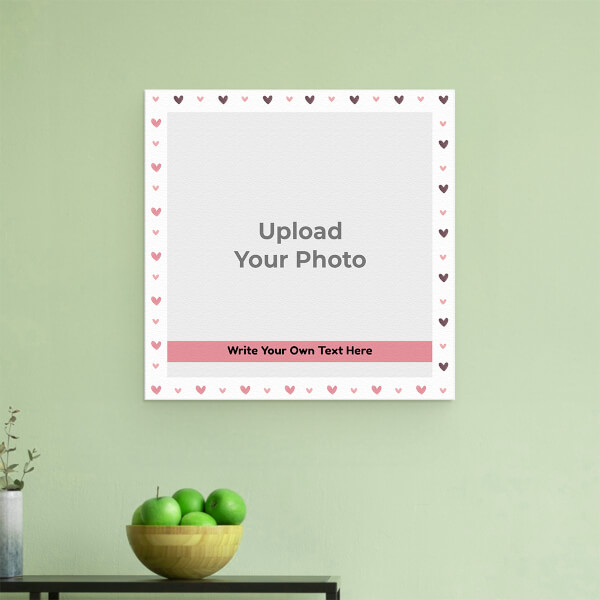 Custom White Love Pattern with Photo and Text: Square Aluminium Photo Frame with Image Printing – PrintShoppy Photo Frames