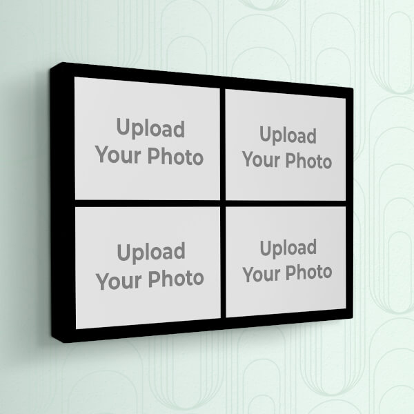 Custom 4 Pic Upload with Border Design: Landscape canvas Photo Frame with Image Printing – PrintShoppy Photo Frames