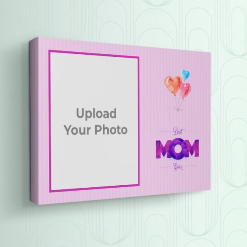 Best Mom Ever Quotation with water colour Heart Balloons Design: Landscape canvas Photo Frame with Image Printing – PrintShoppy Photo Frames