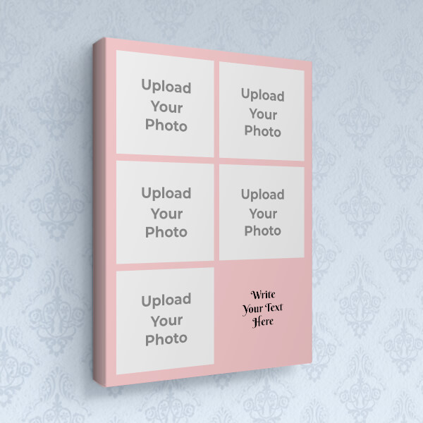 Custom Baby Pink 5 Pics with Text Design: Portrait canvas Photo Frame with Image Printing – PrintShoppy Photo Frames