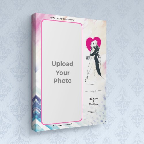 Water Colours Background with Wedding Couple Design: Portrait canvas Photo Frame with Image Printing – PrintShoppy Photo Frames