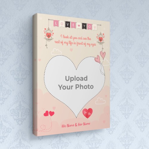 Pic Upload in Heart Symbol   Design: Portrait canvas Photo Frame with Image Printing – PrintShoppy Photo Frames