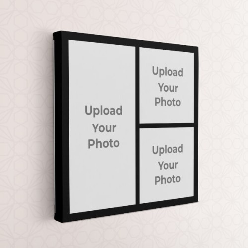 3 Pics Upload with Border Design: Square canvas Photo Frame with Image Printing – PrintShoppy Photo Frames