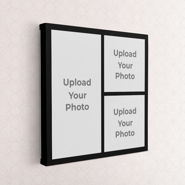 Custom 3 Pics Upload with Border Design: Square canvas Photo Frame with Image Printing – PrintShoppy Photo Frames