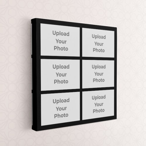 6 Pics Upload with Border Design: Square canvas Photo Frame with Image Printing – PrintShoppy Photo Frames