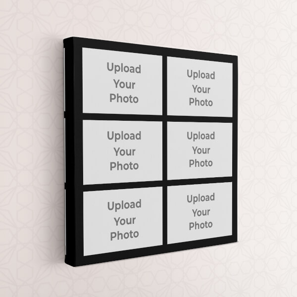 Custom 6 Pics Upload with Border Design: Square canvas Photo Frame with Image Printing – PrintShoppy Photo Frames