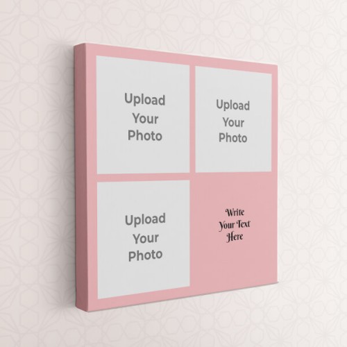 Baby Pink 5 Pics with Text Design: Square canvas Photo Frame with Image Printing – PrintShoppy Photo Frames
