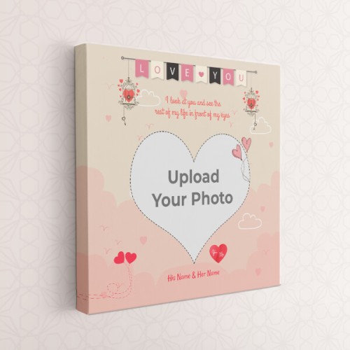Pic Upload in Heart Symbol   Design: Square canvas Photo Frame with Image Printing – PrintShoppy Photo Frames