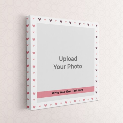 White Love Pattern with Photo and Text: Square canvas Photo Frame with Image Printing – PrintShoppy Photo Frames