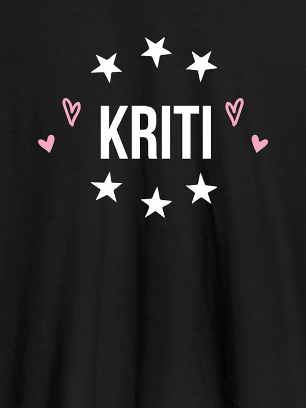 Custom Personalised Womens T Shirt With Name And Stars Black Color