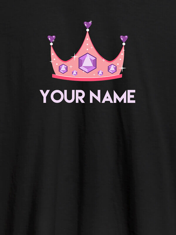 Custom Queen Theme with Purple Gems and Your Name On Black Color Customized Womens T-Shirt