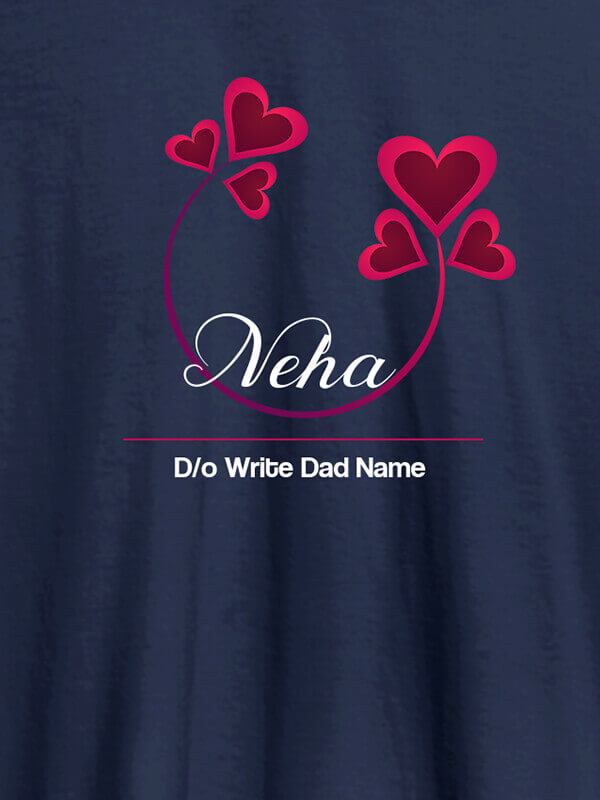 Custom Personalised Womens T Shirt With Your Dad Name Navy Blue Color