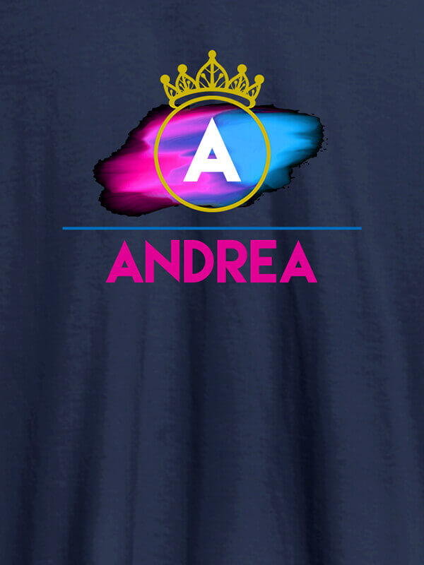 Custom Personalised Womens T Shirt Initial On Crown Navy Blue Color