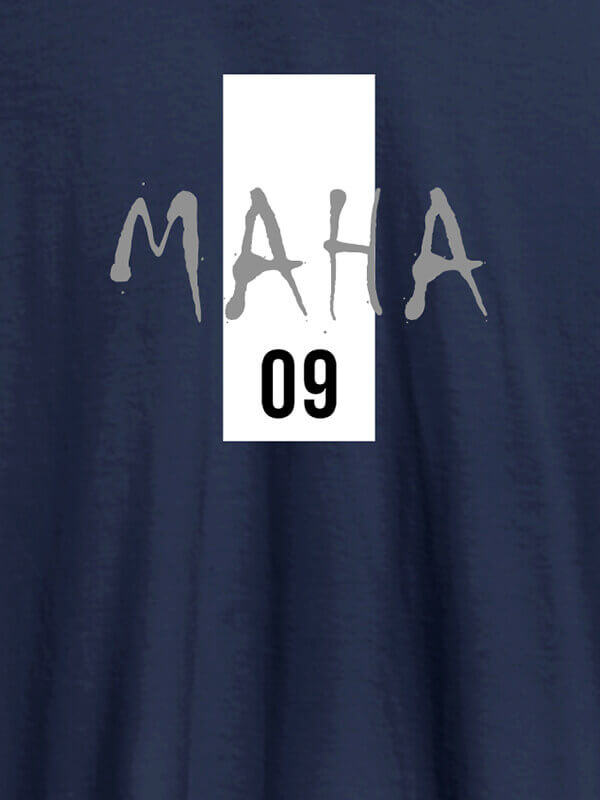 Custom Personalised Women T Shirt With Name Number 09 Printed Navy Blue Color