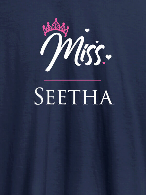 Custom Miss with Your Name On Navy Blue Color Customized Women Tees