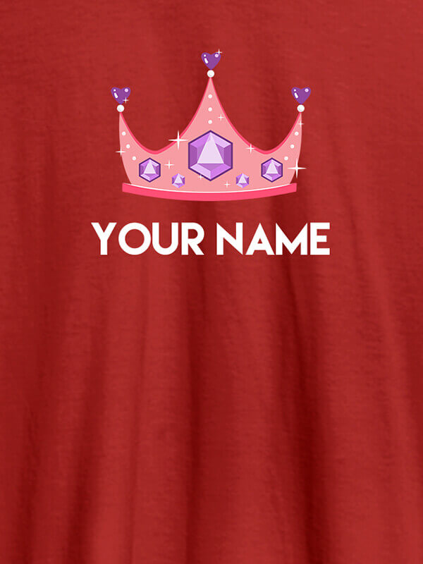 Custom Queen Theme with Purple Gems and Your Name On Red Color Customized Womens T-Shirt