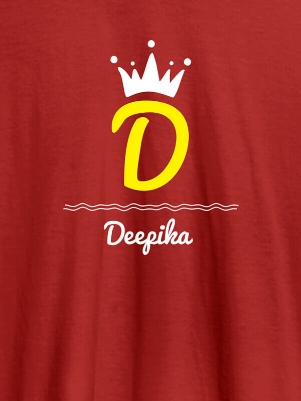 Custom Queen with Initial and Name On Red Color T-shirts For Women with Name, Text and Photo