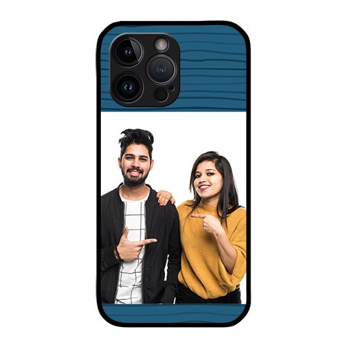 Buy iPhone 14 Pro Max Custom Glass Phone Case Blue Pattern Cover Design