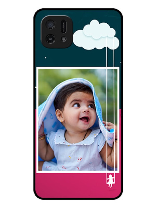 Custom Oppo A16k Custom Glass Phone Case - Cute Girl with Cloud Design
